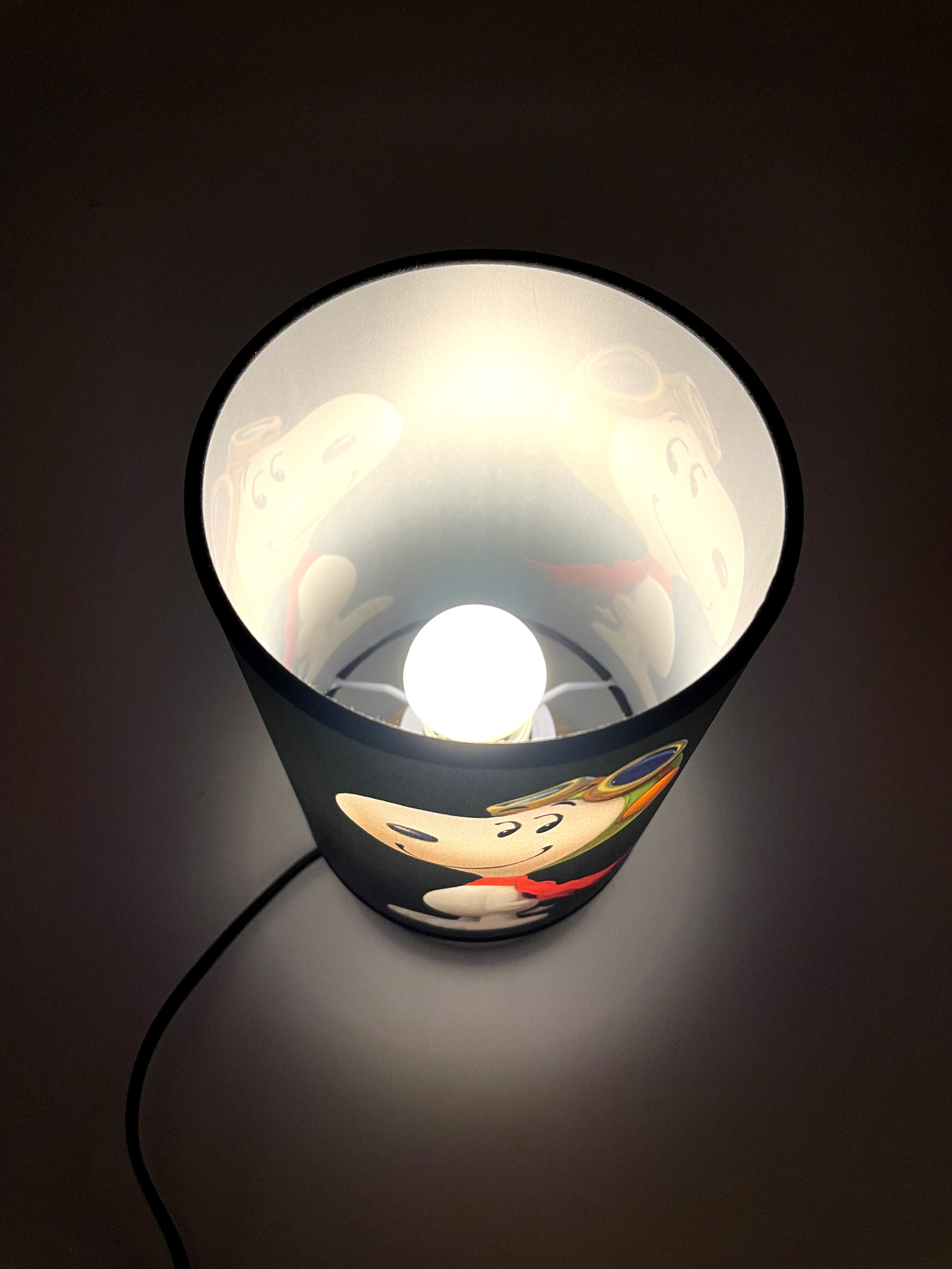 Cartoon Dog Snoopy Bedside Night Light Table Lamp Wood Base Room Decoration or Great Gift Ideas