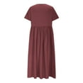 thumbnail image 5 of Wiyuqeen Boho Dresses for Women V Neck Short Sleeve Cotton Linen Dresses Solid Lightweight Maxi Dresses Wedding Guest Dresses, 5 of 7