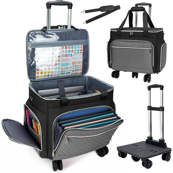 2025 Rolling Teacher Tote Bag with Accordion File Organizer