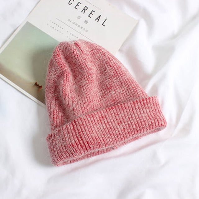LinYooLi Laine Angora, Bonnet Tricoté pour Femmes, Pulls d'Automne et d'Hiver Bonnet Épais