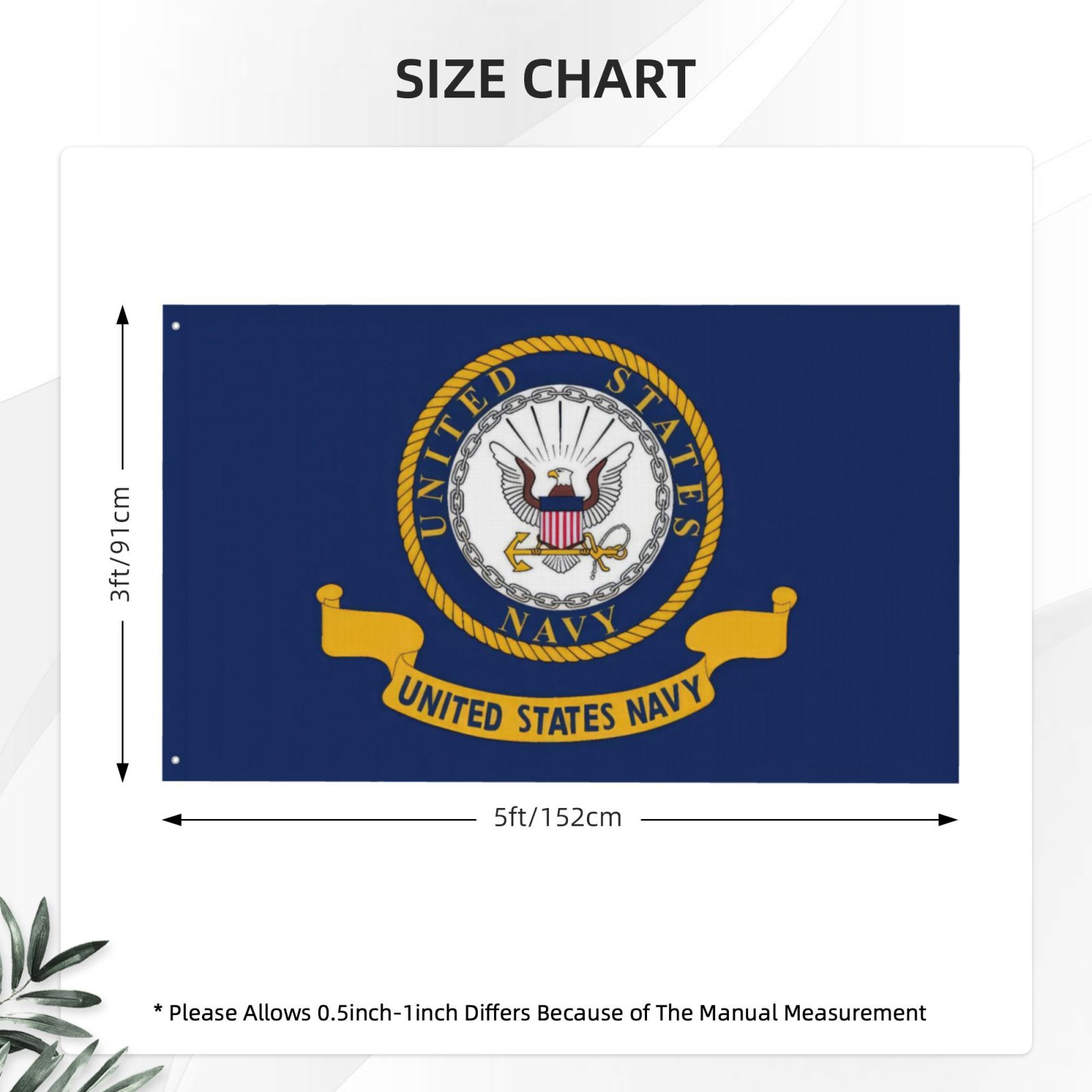 US Navy Flag 3x5 FT Outdoor 3Ply Double Sided US American Navy Flags USA Army Military Flags Navy Naval Military Flags United State Navy Flags Banner 2 Brass Grommets US Navy Decor Outside Indoor