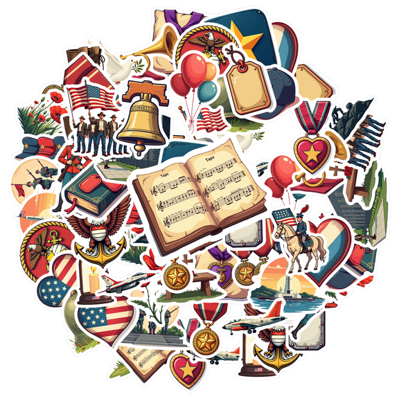 Patriotic Sticker Pack Military Stationery Stickers Badge Graffiti Decals for Notebooks Suitcase