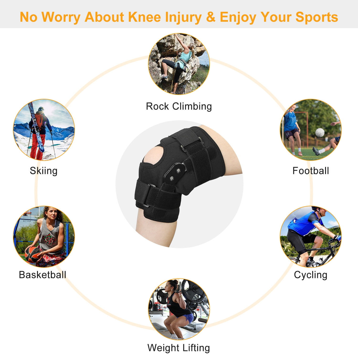 Hinged Knee Brace for Knee Protect Teqhome Knee Support with Side Stabilizers for Men and Women Patella Knee Brace for Running Working Recovery of Injured Knee Black (2XL)