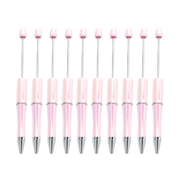 10 piezas de bolígrafo con cuentas, bolígrafo Rollerball, decoración para fiestas, bricolaje, novedad, bolígrafos con cuentas para suministros de Rosa claro