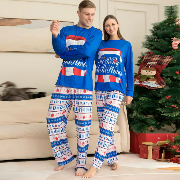 Christmas Satin Pajamas PJ's Solid Family Matching Xmas Sleepwear Pants Set  For Adults 