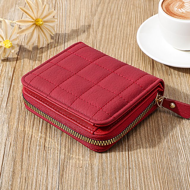 Carteras Cartera de moda para mujer, monedero corto, minimonedero, monedero (rojo)