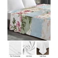 thumbnail image 6 of Green Blue Pink Botanical Twim Size Flat Sheet, Wrinkleproof & Fadeproof Cooling Flat Bed Sheet Only, Spring Floral Vintage Breathable Soft Bedding Top Sheets 66 x 96 Inches, 6 of 8