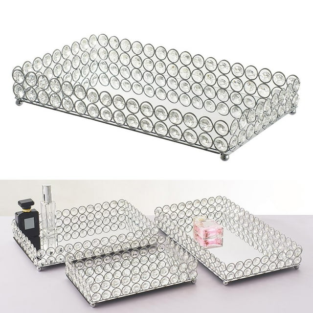 Bandeja de Maquillaje de Vanidad de Cristal Macarena Organizadores Bandejas Decorativas 35x20x5cm