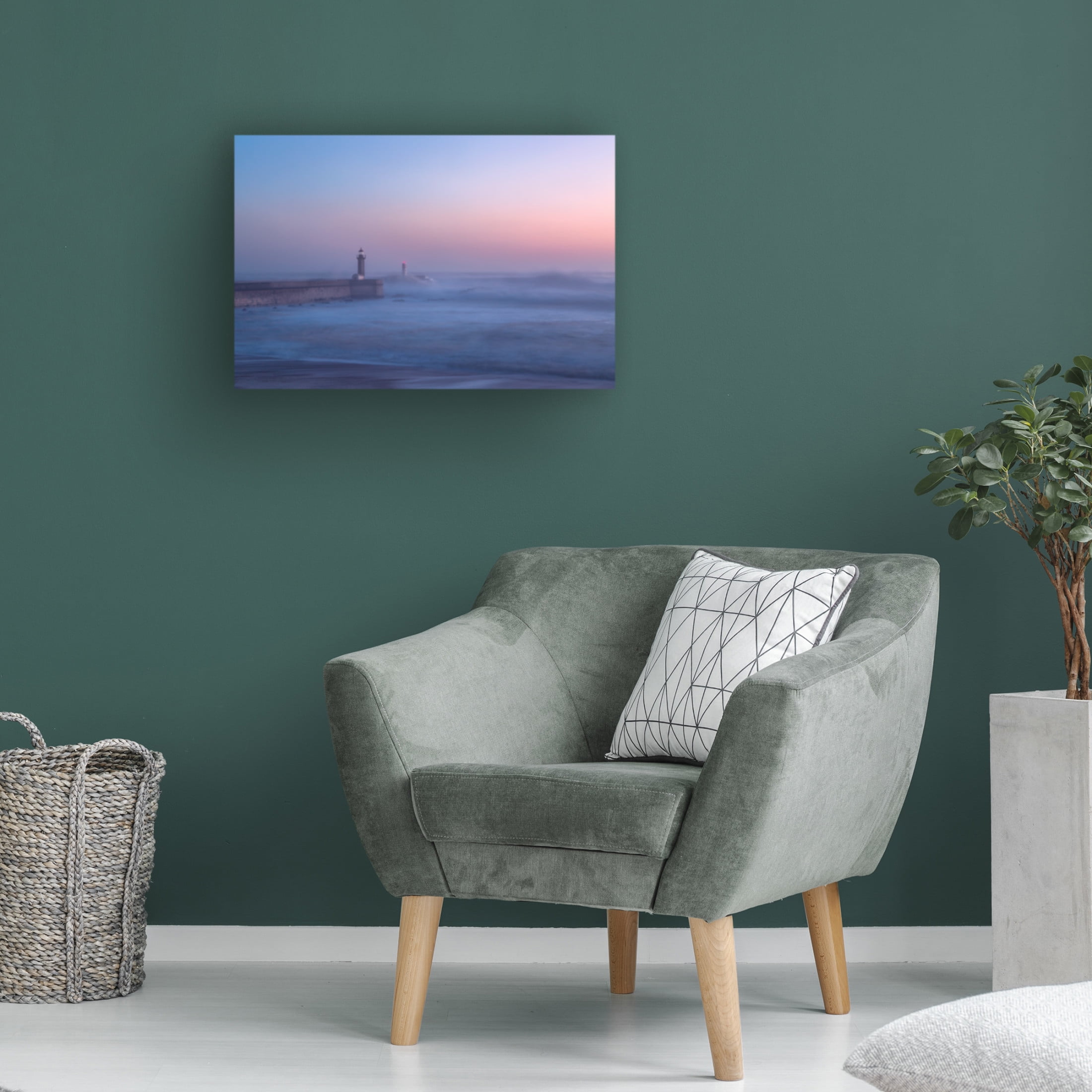 Canvas Wall Art - Adrian Nunez 'Lighthouse In Porto, Portugal ' Wall Art for Living Room, Bedroom, or Office D?cor by Trademark Fine Art - 19 x 12 Inches