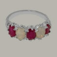 thumbnail image 6 of LBG British Made 18k White Gold Natural Ruby & Opal Womens Eternity Ring - 33 size options - Size 10.25, 6 of 8