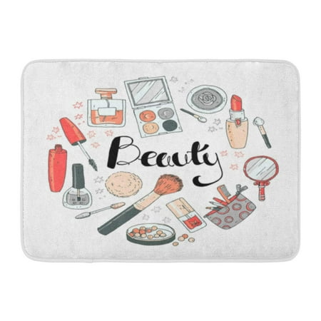 GODPOK Makeup Cosmetics Tools and Beauty Products and Facial Lipstick Eyeshadow Design Red and Gray Colors Rug Doormat Bath Mat 23.6x15.7 (Best Dior Makeup Products)