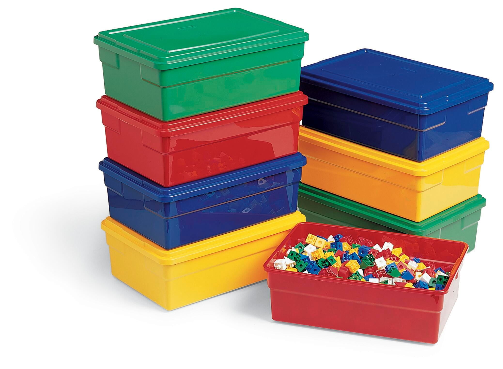 School Smart Storage Bin with Lid, 11 x 16 x 6 Inches, Red