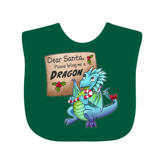 Inktastic Dear Santa, Please Bring Me a Dragon Christmas Wish Boys or Girls Baby Bib