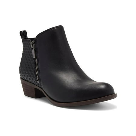 Lucky Brand Basel Almond-Toe Ankle Textured Booties Black/Black (12)