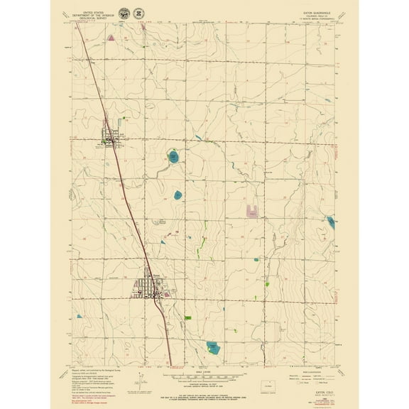 Topographical Map - Eaton Colorado Quad - USGS 1960 - Vintage Wall Art