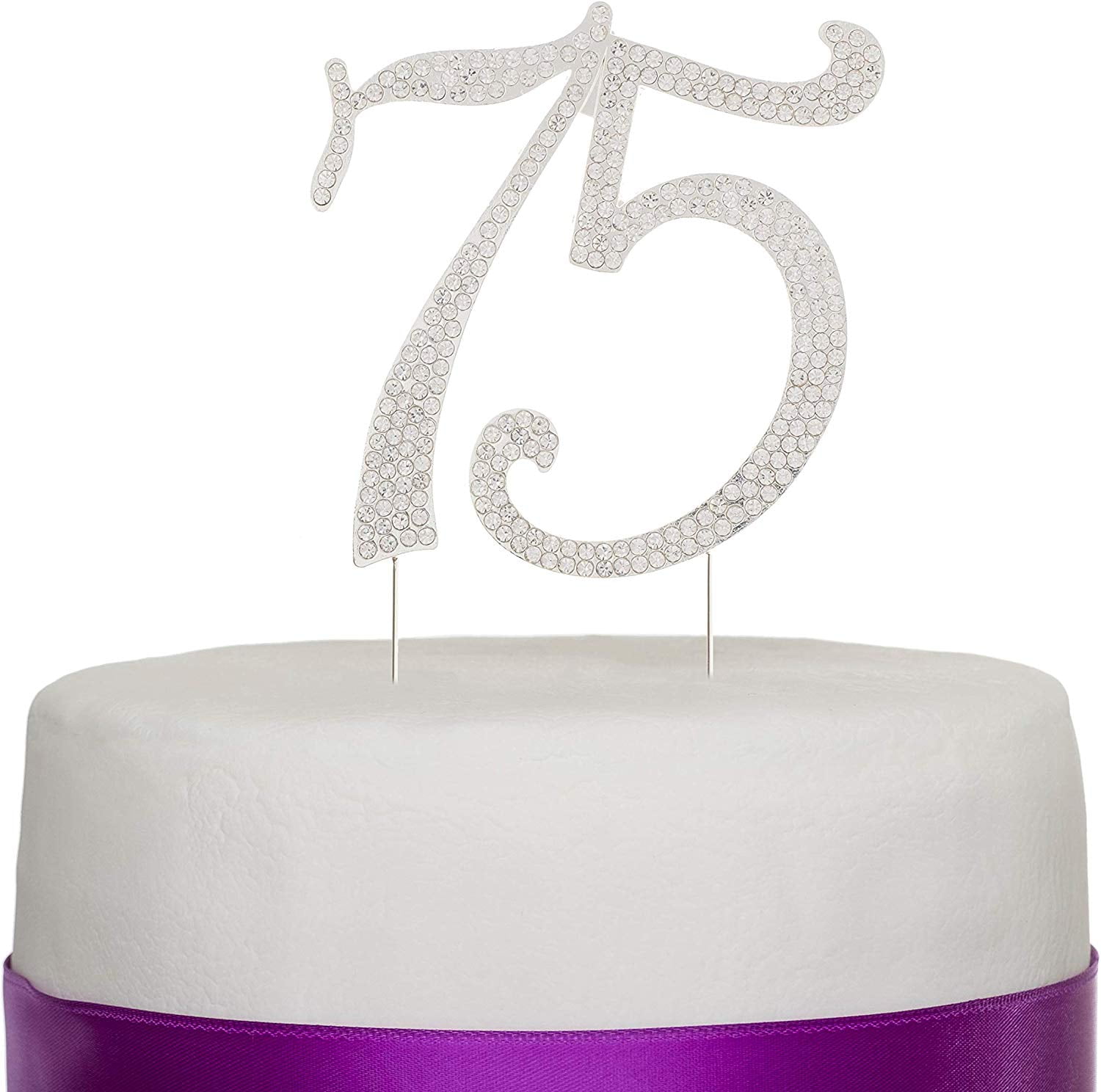 1.75 Inches 80th Birthday Anniversary Number Cake Topper Sparkling Rhinestones 