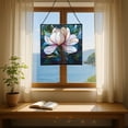 thumbnail image 6 of Magnolia Flower Stained Glass Panel Suncatcher Square Window Hanging, 8 Inch Real Glass Decorative Art Sun Catcher for Home, Gift, and Garden Decor 78OR4, 6 of 6
