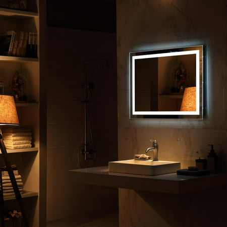 Ktaxon 32"x 24" LED Lighted Bathroom Wall Mounted Mirror Vanity or Bathroom Wall Hanging Rectangle Vertical Mirror,Anti Fog+IP67 Waterproof