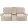 thumbnail image 2 of Housse de Causeuse Inclinable 2024 avec Console Centrale, Housse Extensible en Velours pour Fauteuil Inclinable 2 Places avec Porte-Gobelet, 2 of 10