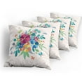 thumbnail image 5 of Ambesonne Floral Throw Pillow Cover 4 Pack, Bouquetnd Butterflies, 20", Multicolor, 5 of 7