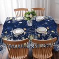 thumbnail image 3 of Navy Blue Snowflake Christmas Table Cloth Waterproof Tablecloths, Xmas Winter Snowflake Modern Art Tablecloth Dining Table Cover for Kitchen Party Tabletop Outdoor, Rectangle Tablecloth 60x102 Inch, 3 of 9