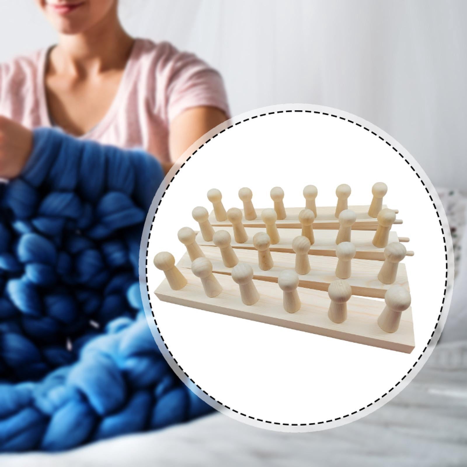 Wxqbjtam Chunky Yarn Weaving Loom Wooden Frame for Hand Crochet Knitting Kits Scarf Shawl 4 sections