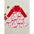 thumbnail image 2 of Suealasg Little Girls 2Pcs Valentine's Day Clothes 2T 3T 4T 5T 6T 7T 8T Kids Girls Long Sleeve Turtleneck Top +Bow Heart Print Slip Dress Spring Fall Casual Dress for Child Girls, 2 of 7