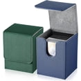 thumbnail image 1 of 2 cajas Cajas de cartas de baraja de cuero Tamaño grande para más de 100 cartas con funda Caja de juego de baraja para cartas coleccionables Caja de naipes compatible con MTG TCG (azul, verde, vertic, 1 of 5
