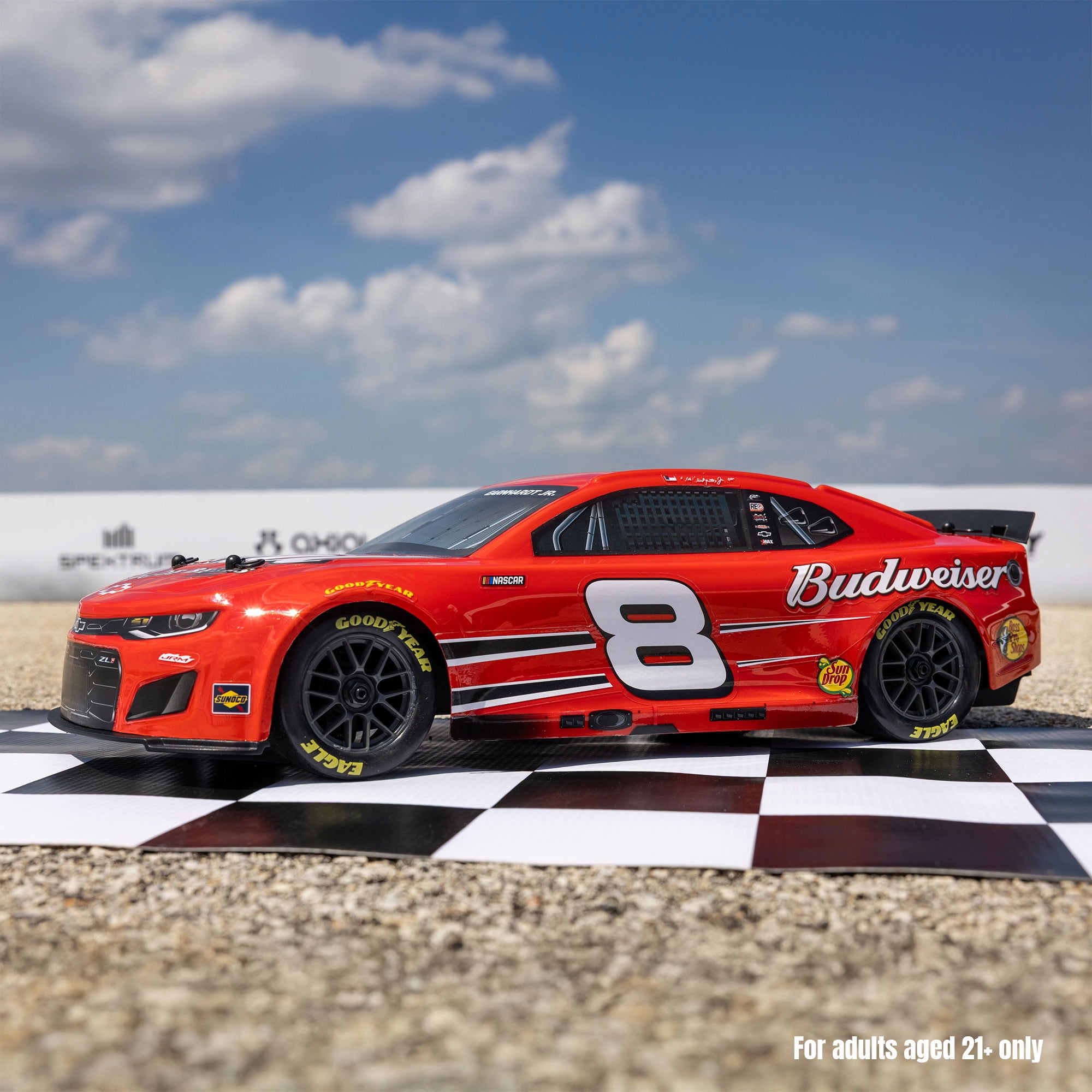 Losi 1/12 NASCAR RC Race Car Dale Earnhardt Jr. No. 8 Budweiser Chevrolet ZL1 2S AWD RTR Brushed On-Road Battery & Charger Included Red LOSF1122508