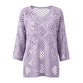 thumbnail image 5 of Women's Beige Crochet Top with V Neck Summer Crochet Long Sleeve Sexy Tops Cover Cruise Outfit, 5 of 5