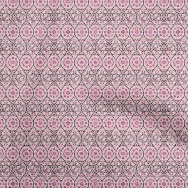 oneOone Cotton Poplin Twill Light Pink Fabric Asian Suzani Sewing Craft Projects Fabric Prints By Yard 56 Inch Wide