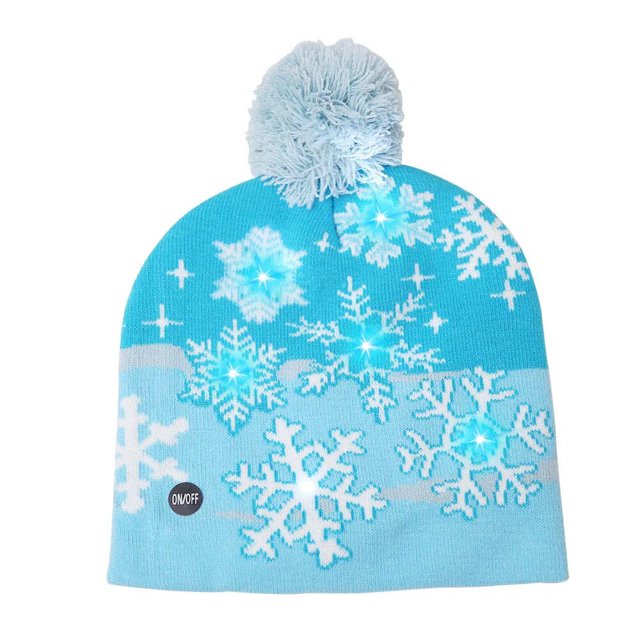 Gorro de Navidad con luces LED, gorro de punto brillante con colorido y árbol de Navidad, cadena de copo de nieve, regalos de decoración, novedad
