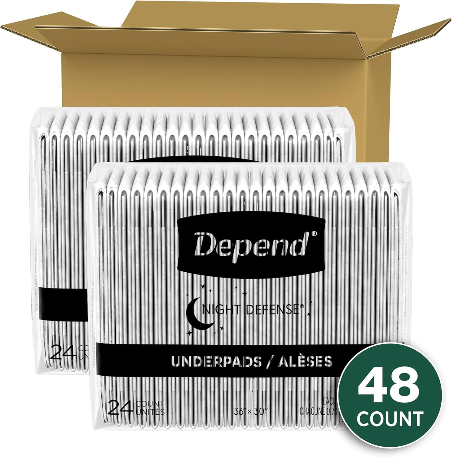 Depend Underpads XL, Disposable Incontinence Bed Pads for Adults, Slip Resistant, 36" x 30", 48 Count
