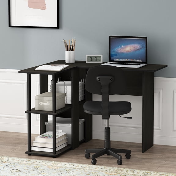 Furinno Abbott L-Shape Writing/Laptop Desk with Bookshelf