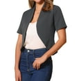 thumbnail image 4 of INSPIRE CHIC Women's Work Blazer Shawl Collarless Open Front Cropped Cardigan XS Dark Grey, 4 of 6