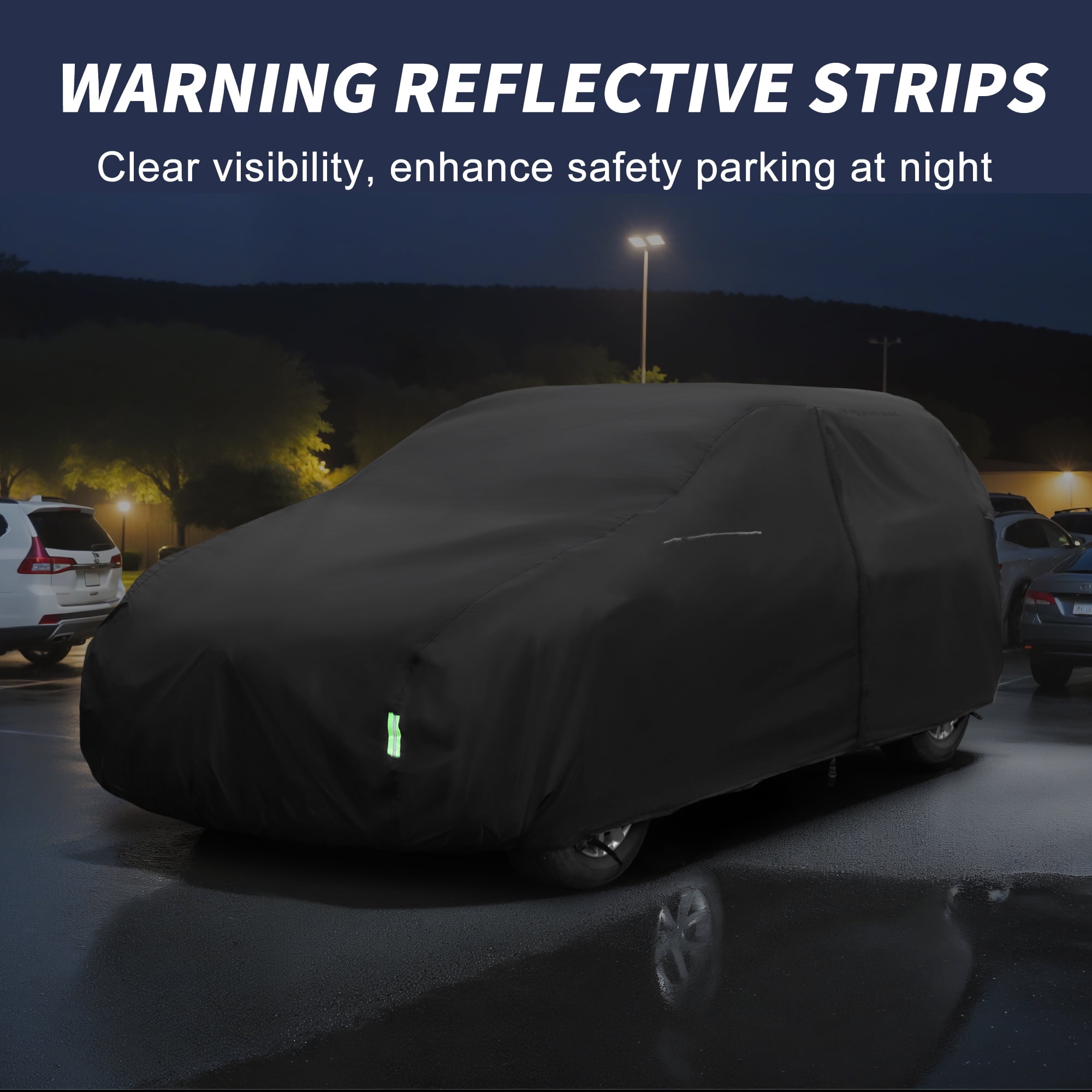 Unique Bargains 1Pc Car Cover 210D-PU Universal Black 192.91"×57.09"×57.09"