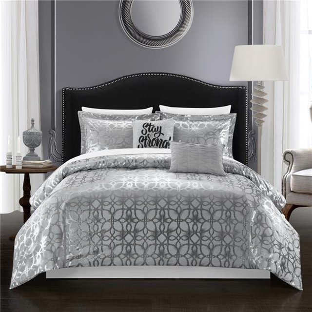 Chic Home BCS16416-US 5 Piece Sherwin Comforter Set, Gray - Queen Size