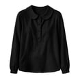 thumbnail image 4 of Shihyeh Womens Peter Pan Collar Pleated Blouse, Half Button Long Sleeve Solid Color Casual Babydoll Top for Women Daily Office Wear, 4 of 4