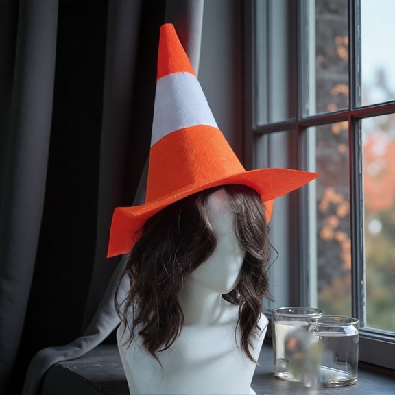 DHFJKG Traffic Cone Hat For Adults, Women Men Halloween Funny Hats, Novelty Headwear Halloween Party Accessory