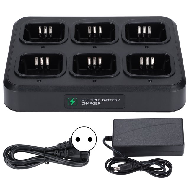 Estación de carga múltiple de seis vías para radios bidireccionales Base de carga rápida de batería para walkie talkies Motorola Enchufe 110‑240VEU