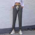thumbnail image 4 of Pantalones de chándal para mujer, cintura elástica, con cordones, bolsillos con cordón, pantalones d Abanopi Gris/Extragrande, 4 of 7