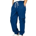 thumbnail image 2 of DJDLJWCJ Big Boys Cargo Pants Elastic Waist Drawstring Jogger Pants School Uniform Pants Lightweight Side Pocket Casual Pants Blue Size 11, 2 of 10