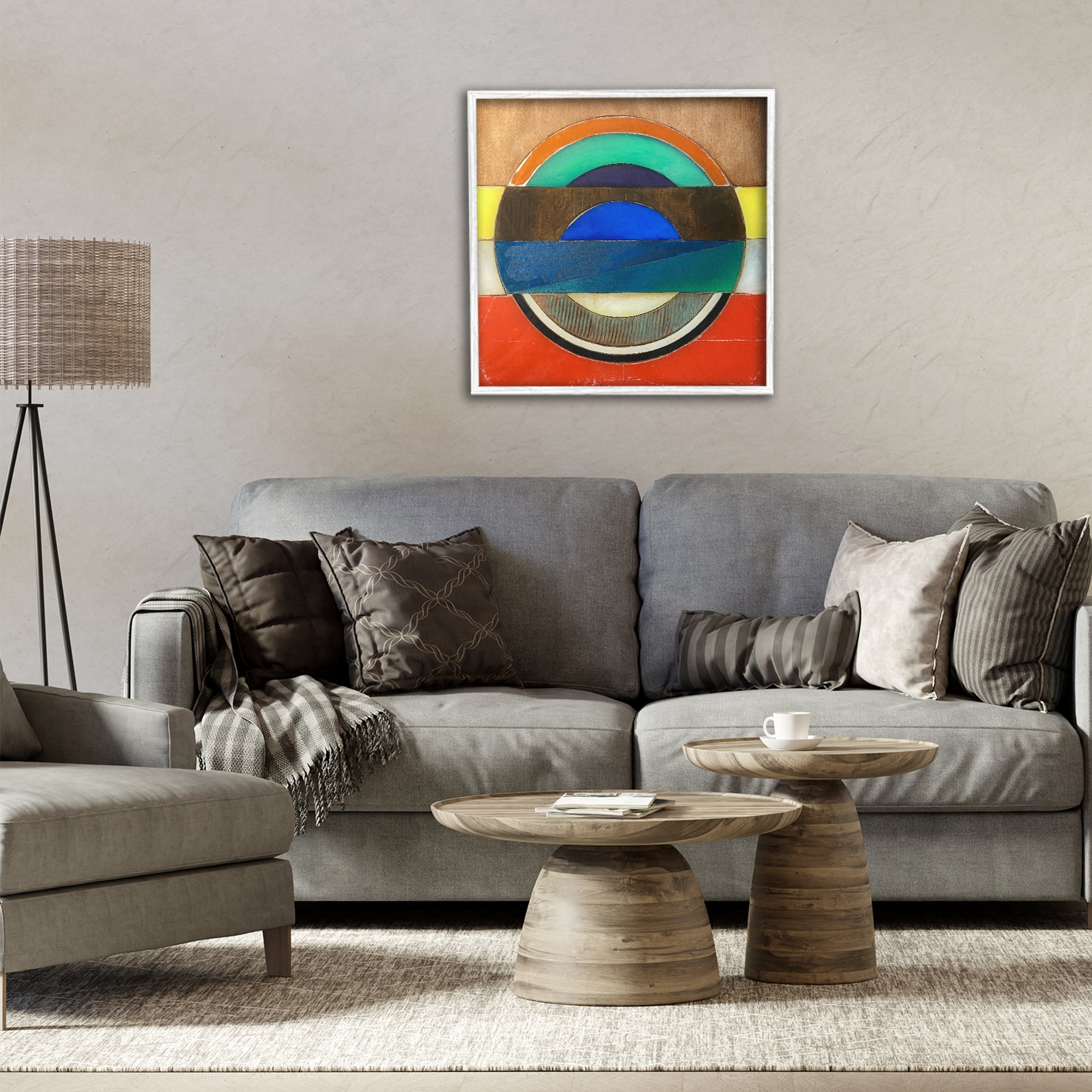 Stupell Industries Bisected Circle Structure White Framed Giclee Art, design by Matthew Finger