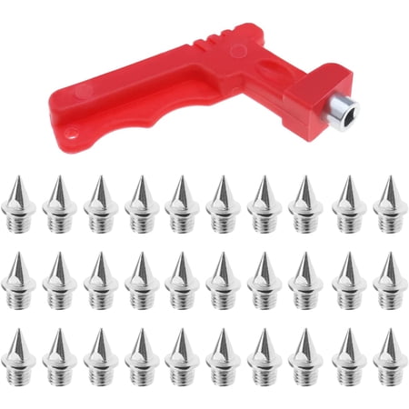 30PCS 7mm Track Shoe Spikes with Spike Wrench Replacement Steel Spikes for Sports Shoes Long Jump Track and Field Sprint