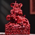 thumbnail image 1 of Ebony solid wood carving of Zhao Gongming, the God of Wealth riding a tiger, a decorative craft for the living room or entryway., 1 of 4
