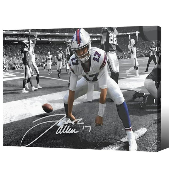 Framed Josh Allen Signed Poster For Kids Fans Room Bedroom Wall Decor-American Football Posters Canvas Art Prints Picture For Teen Boy Birthday Gifts