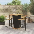 thumbnail image 1 of vidaXL 5 Piece Garden Bar Set Black Poly Rattan&Solid Wood Acacia, 1 of 4