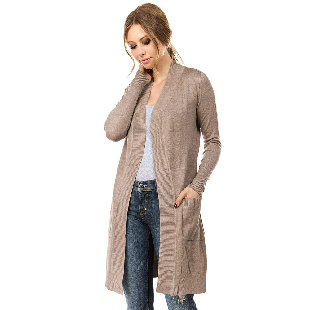 Enimay - Women's Long Sleeve Sweater Duster Cardigan Camel Size Medium ...