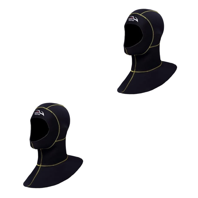 Greeniant Keep Diving DH-321 Neopreno Nylon Dive Cap Capucha de color sólido Cubierta de la cabeza Natación Sombrero subacuático Accesorios Línea amarilla L 2Conjunto