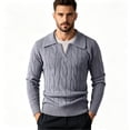 thumbnail image 5 of Sorvello Men's Fake Two Piece V Neck Cable Knit Sweater Long Sleeve Casual Fall Winter Pullover Top Layering Loungewear Light Gray S, 5 of 6